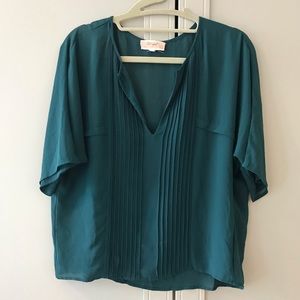 Teal short sleeve blouse